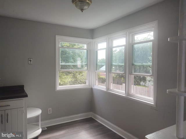 bathroom with hardwood / wood-style flooring and vanity