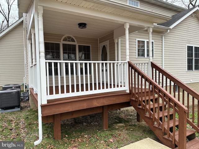 wooden terrace featuring central AC