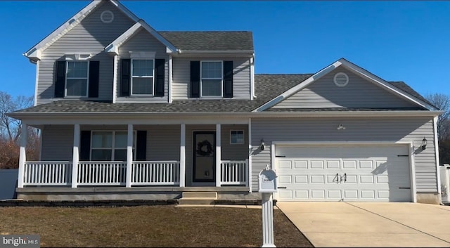 view of front of house with a garage and covered porch