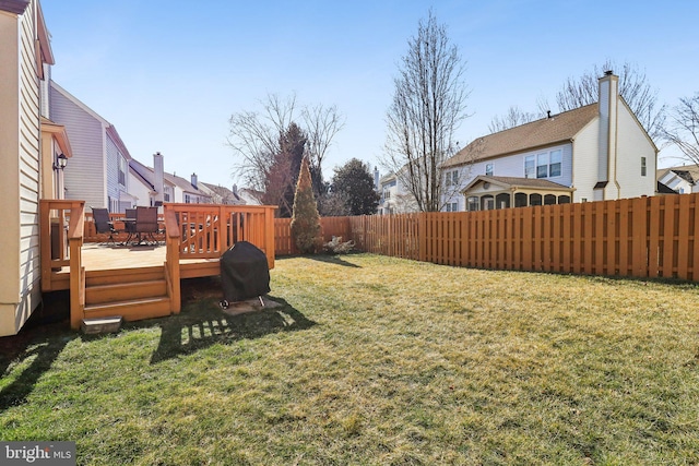 view of yard with a deck