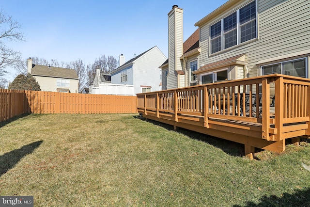 view of yard with a wooden deck