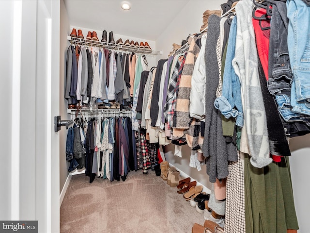 spacious closet with carpet floors