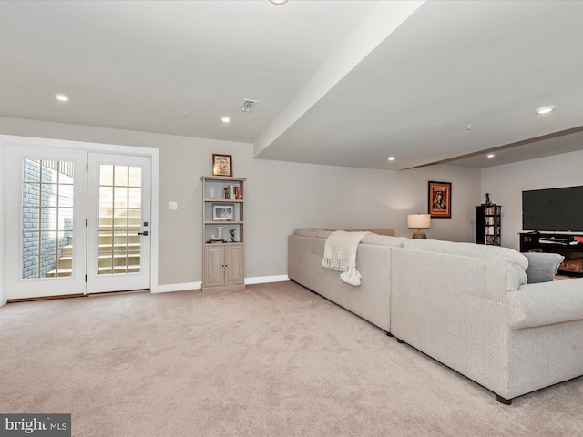 living room with carpet floors