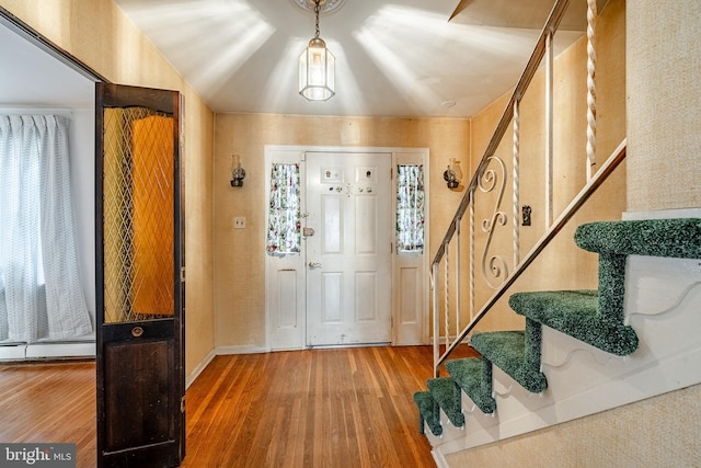 foyer entrance featuring wood-type flooring