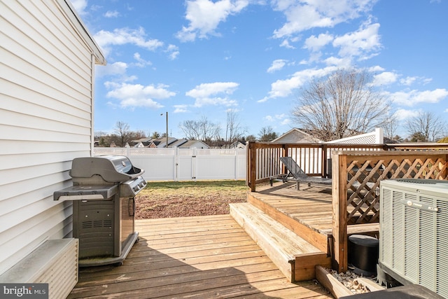 wooden terrace with central AC and grilling area