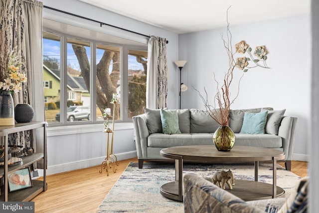 sitting room featuring light hardwood / wood-style flooring