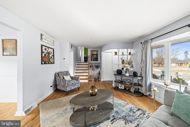 living room featuring wood-type flooring