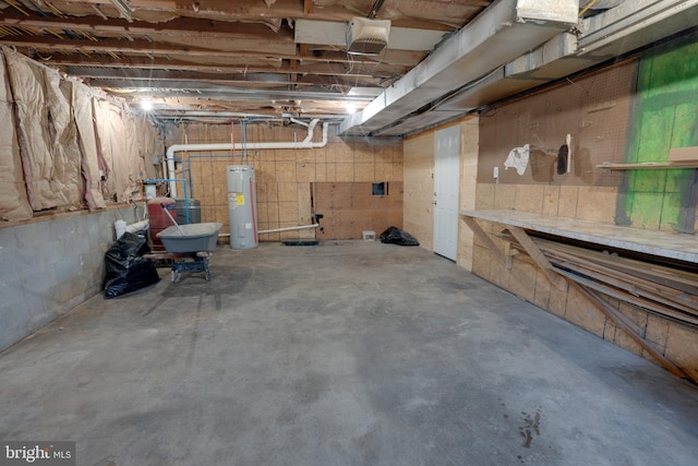 basement with electric water heater