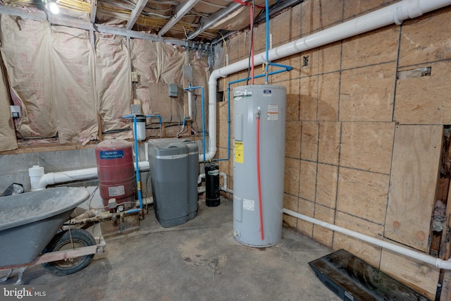 utility room with electric water heater