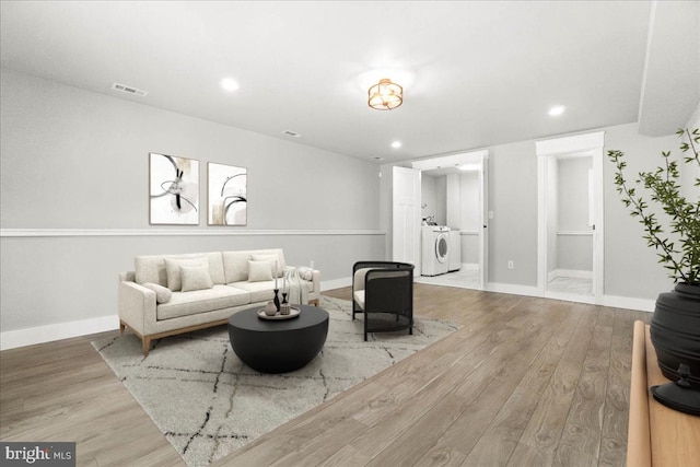 living room featuring light wood-type flooring