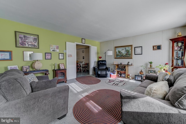 living room with carpet flooring