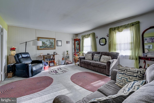 living room with carpet floors