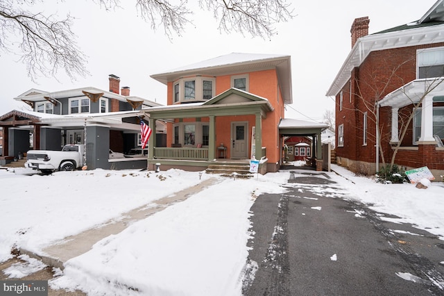 view of front facade featuring covered porch