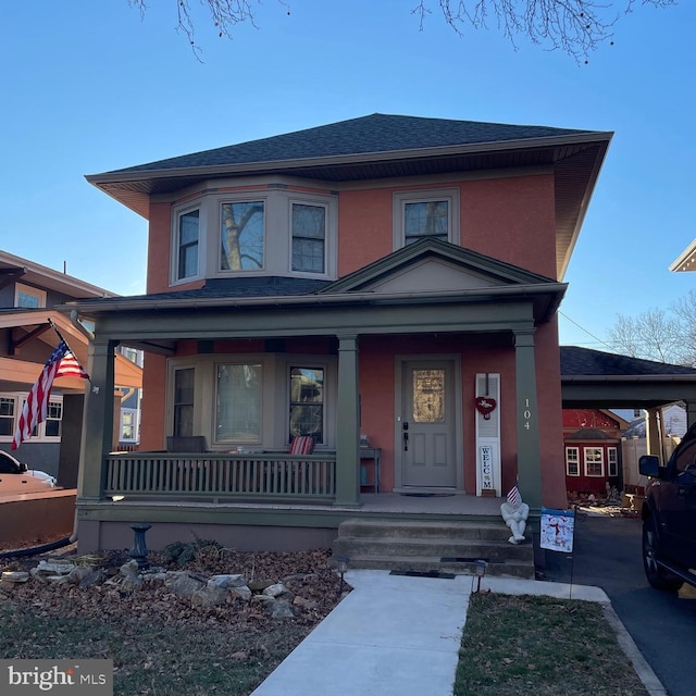 view of front of property with covered porch