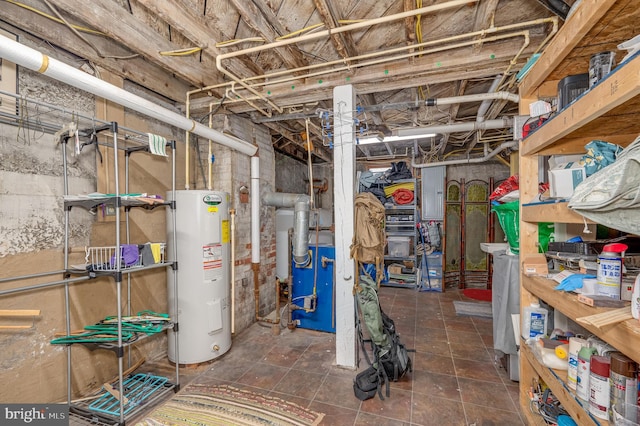 basement with water heater