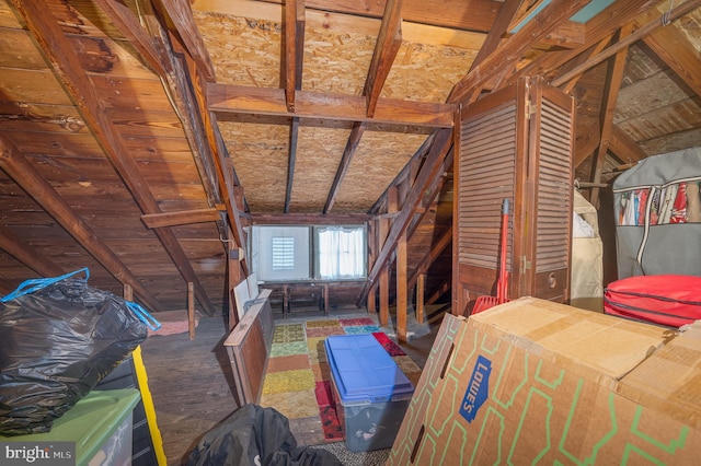 view of unfinished attic