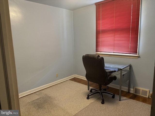 office featuring hardwood / wood-style floors