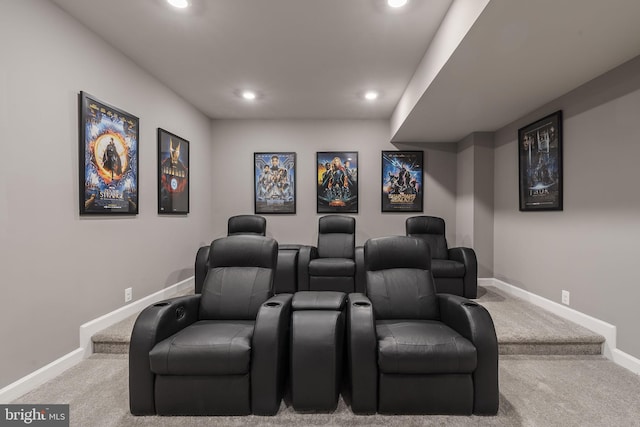 view of carpeted home theater room