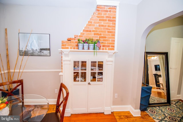 dining area with light hardwood / wood-style floors