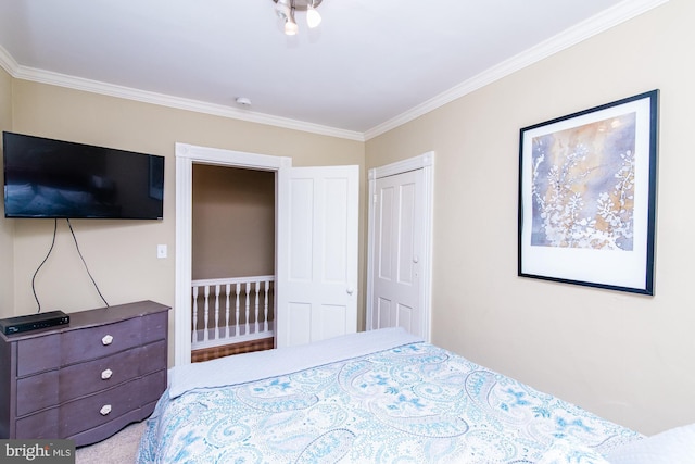 bedroom featuring crown molding