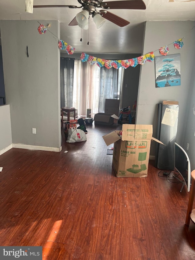 interior space with dark wood-type flooring