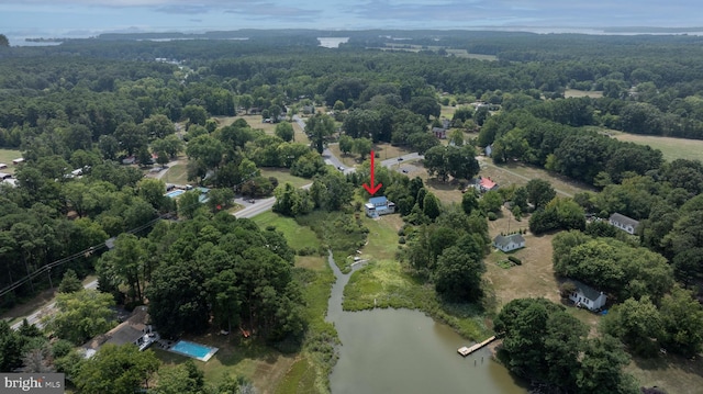 bird's eye view featuring a water view