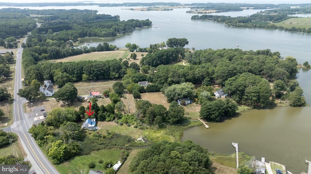 bird's eye view featuring a water view