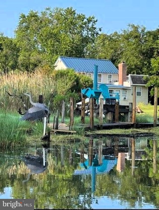 exterior space featuring a water view