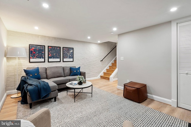 living room featuring light hardwood / wood-style floors