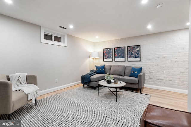 living room with hardwood / wood-style flooring