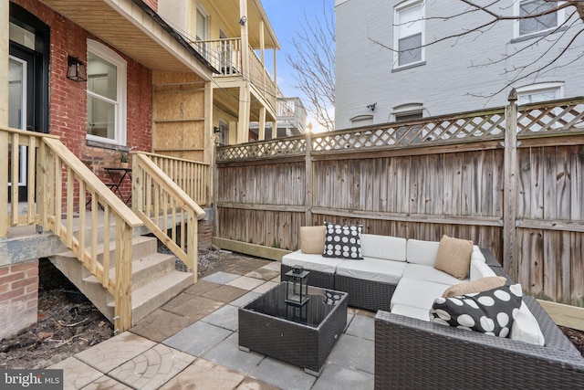 view of patio with an outdoor living space