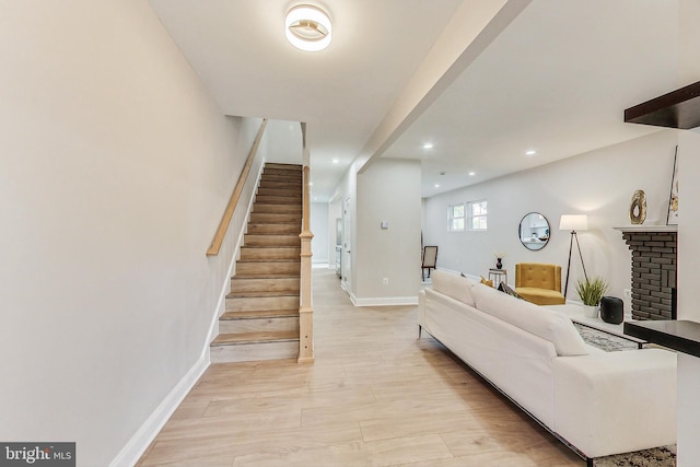 living room featuring light hardwood / wood-style flooring