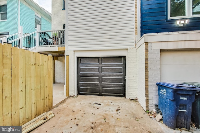 view of garage