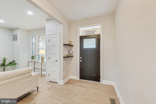 foyer featuring light hardwood / wood-style floors