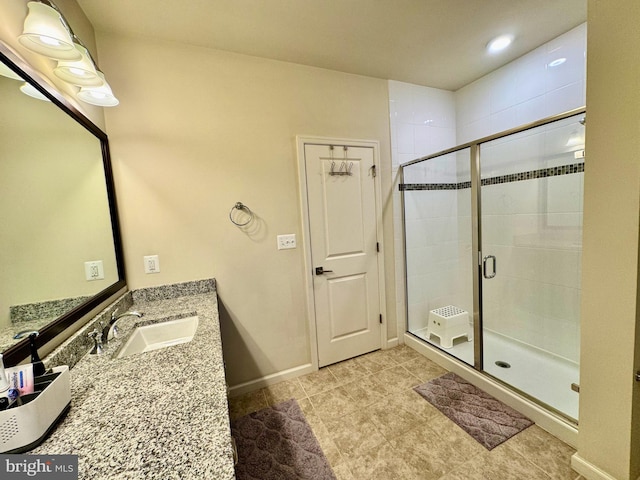 bathroom with vanity and an enclosed shower