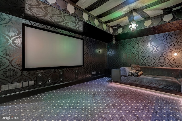 view of carpeted home theater