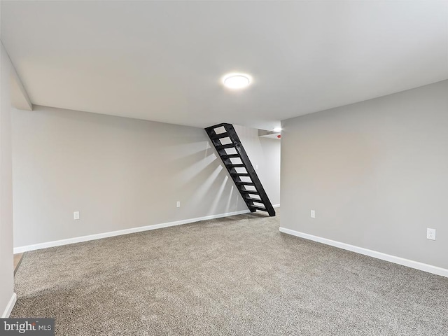 basement with carpet floors