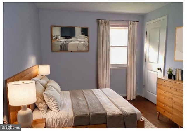 bedroom featuring dark wood-type flooring