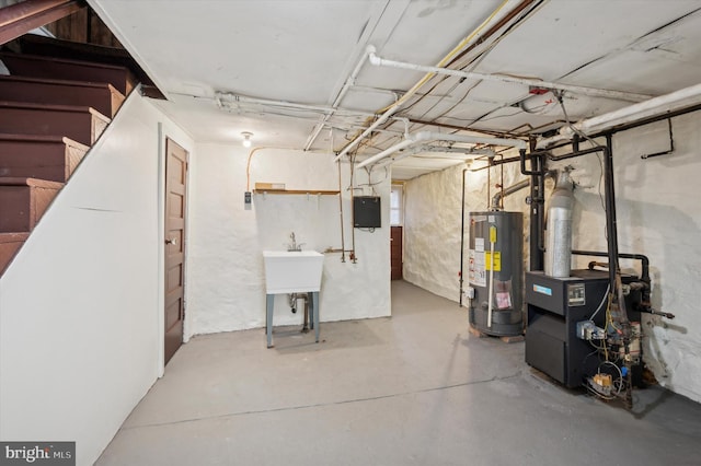 basement with gas water heater