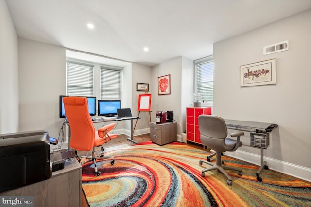 office featuring light wood-type flooring