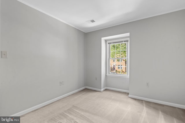 carpeted empty room with crown molding