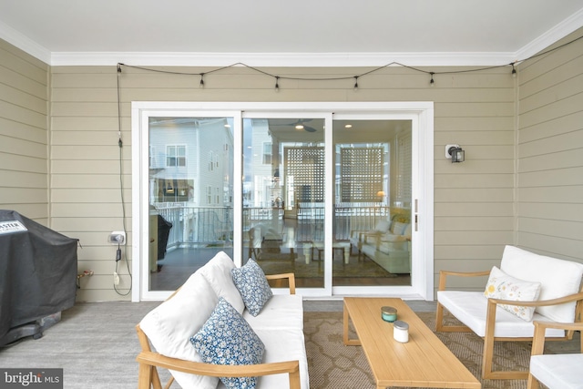 view of patio / terrace with grilling area and an outdoor hangout area