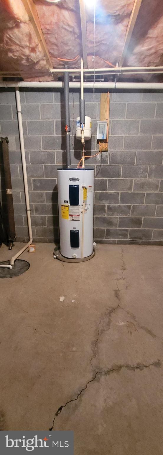 utility room with electric water heater