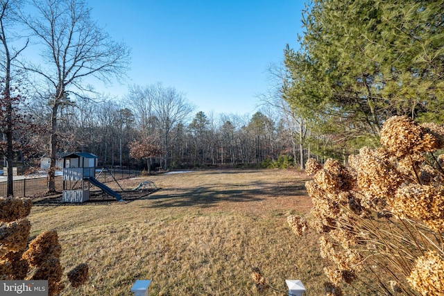 view of yard featuring a playground