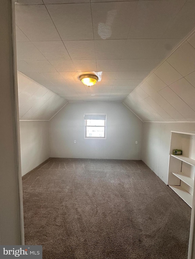 bonus room featuring carpet flooring and vaulted ceiling