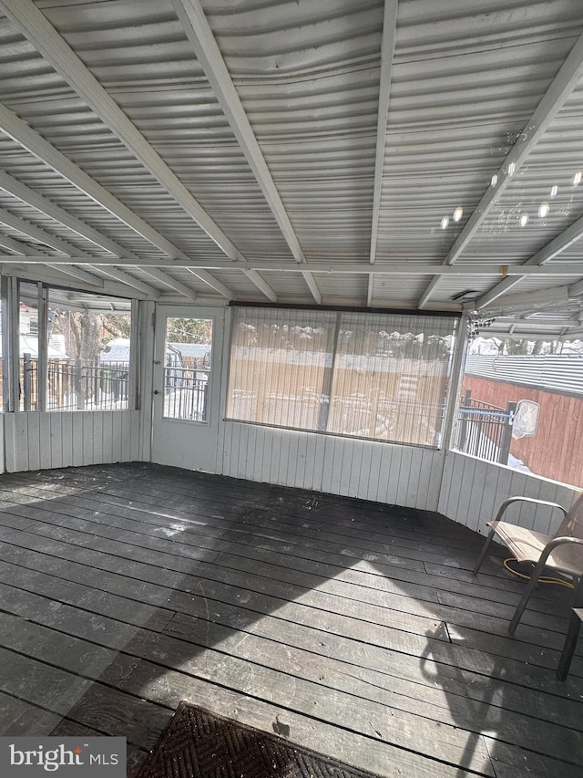 view of unfurnished sunroom