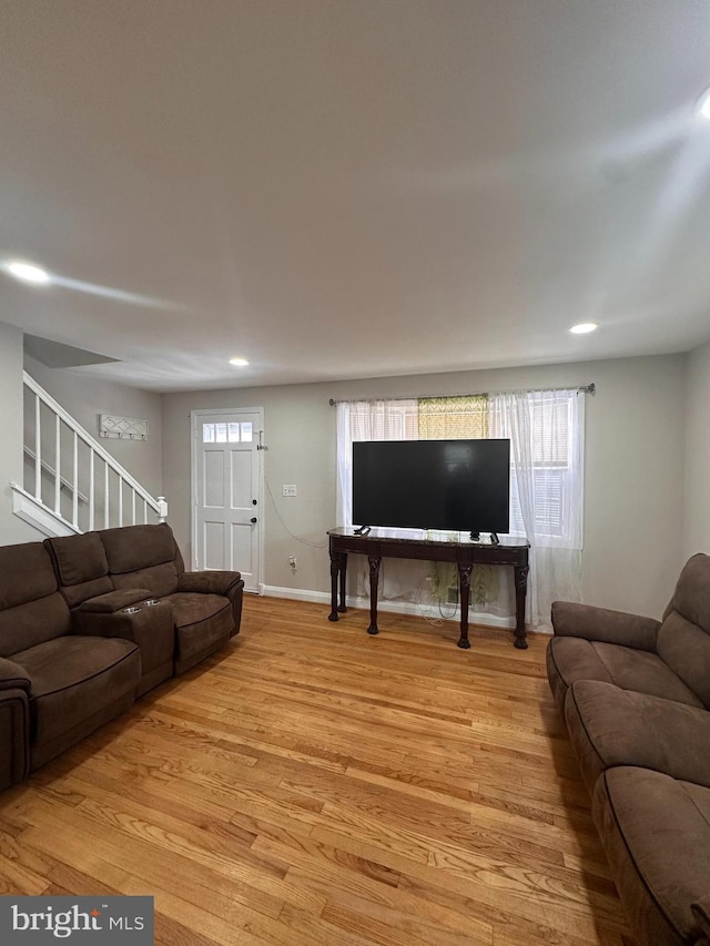 living room featuring light hardwood / wood-style flooring