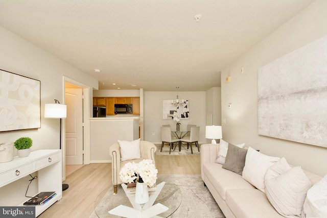 living room featuring light wood-type flooring