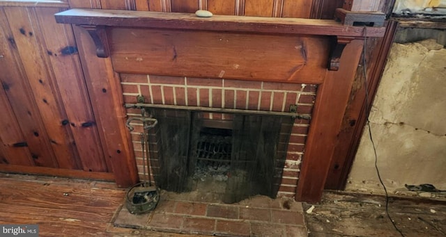 interior details with a fireplace