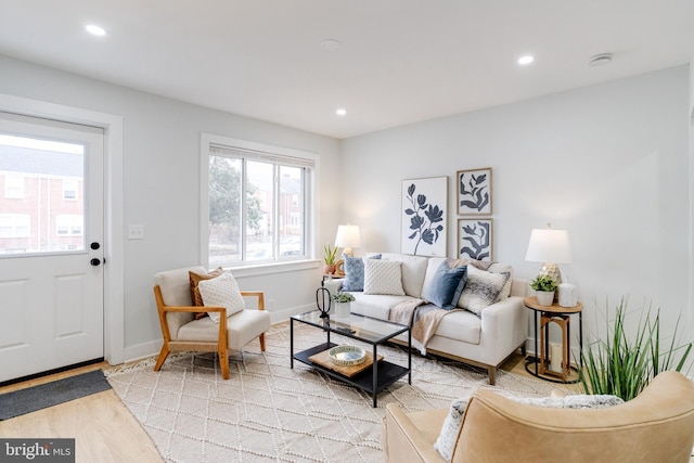 living room with light wood-type flooring